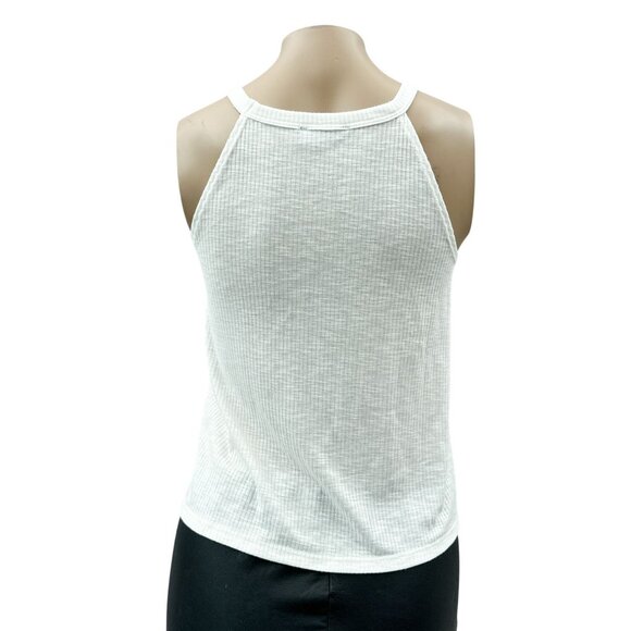 Freshman Rib Racerback Halter Tank Top Lightweight Sleeveless Gauze White Small - Picture 2 of 10